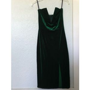 Strapless Hunter Green Velvet Dress